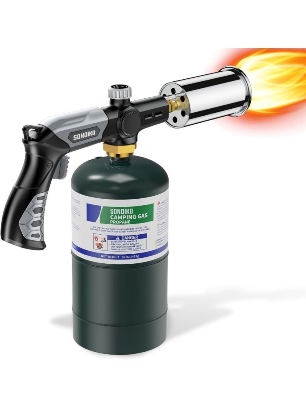 Powerful Propane Cooking Torch for Grilling, BBQ, and Culinary Use - Black/Grey